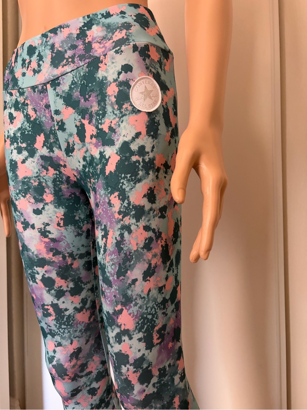 Converse Teal Pink Purple Splash Print Kids Leggings